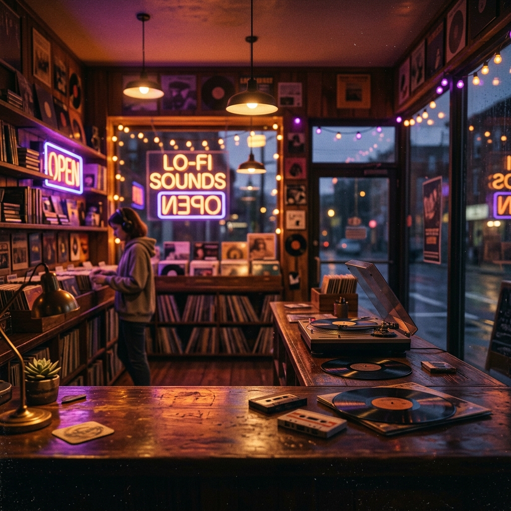 Neon Dusk at the Counter