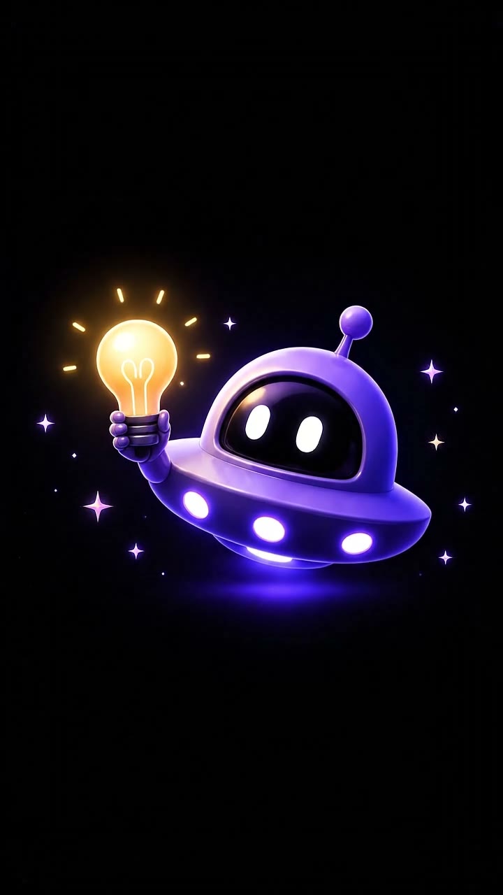 Playful UFO Floating in Deep Space