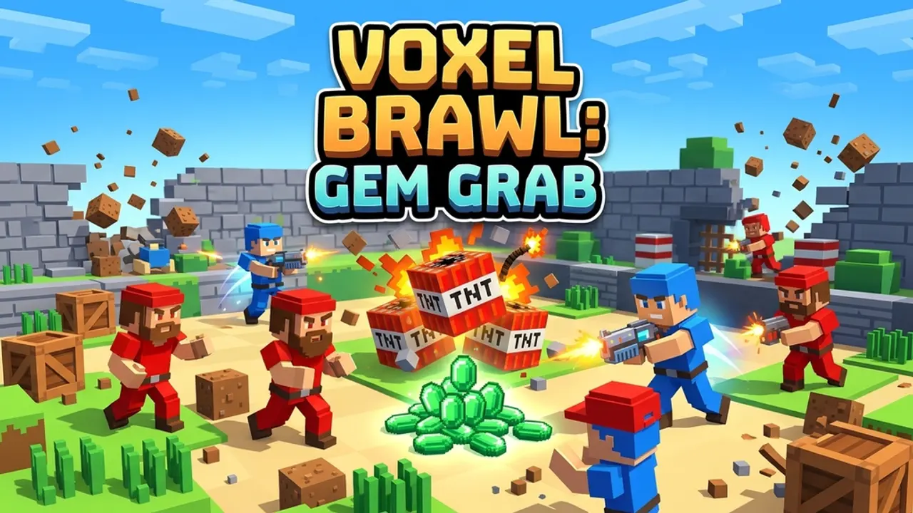 Voxel Brawl: Gem Grab gameplay