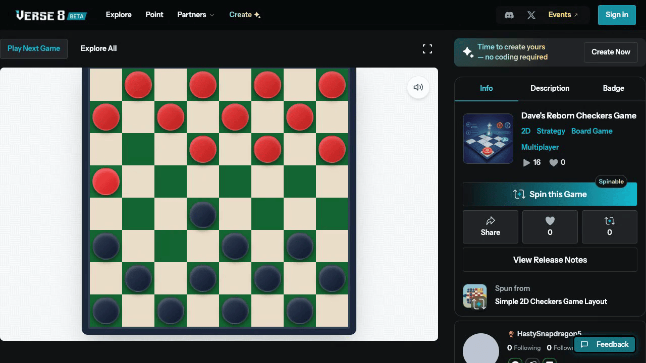 Dave's Reborn Checkers Game screenshot 1