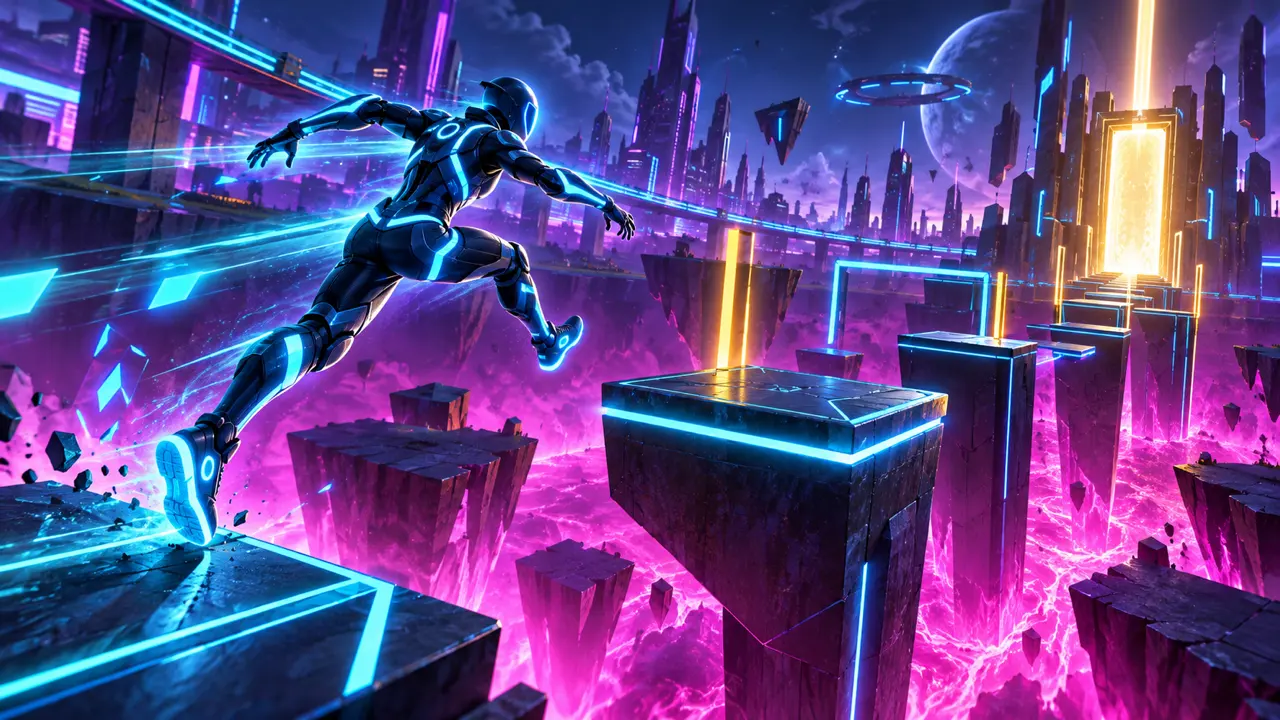 Neon Velocity Parkour gameplay