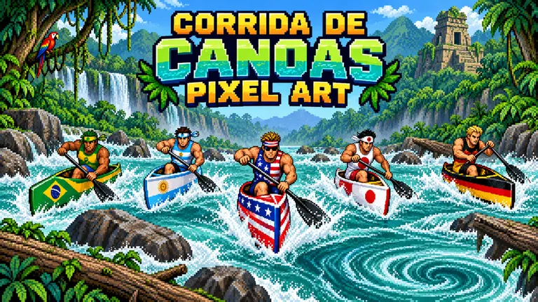 Canoe Race Pixel Art